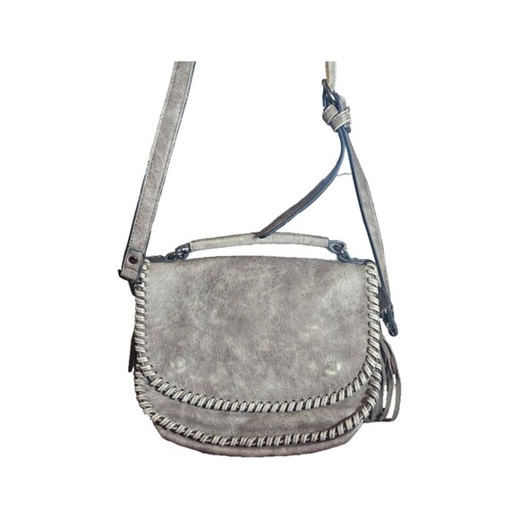 Moda Luxe Handbags - MODA LUXE BRAIDED SATCHEL CROSSBODY W/TASSLES Gun Gray BRAND LEATHER